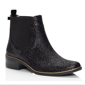Kate Spade New York Black Sedgewick Glitter Rain Booties EUC Size 6